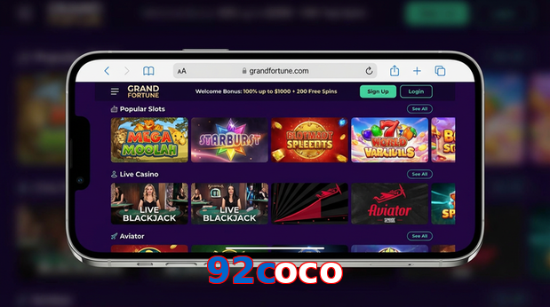 Main screen of 92Coco ios page for PK players